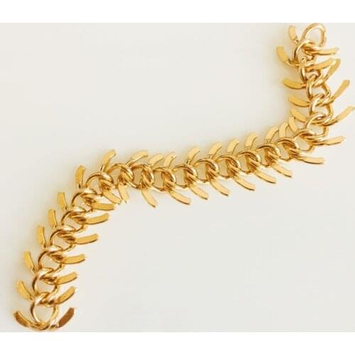 Wholesale 1 meter 3 meter/lot 14k gold plated fish bone chain golden accessories jewelry making craft findings DIY for women