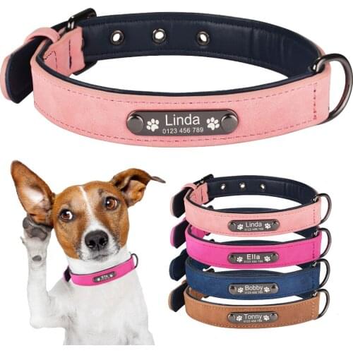 Personalized Dog Collars Customized Dog Collar with Id Tags Adjustable Size for Large Medium Small Puppies Pet Supplies Leather