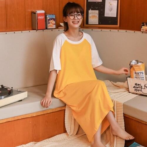 Plus Size 100% Cotton Short Sleeve Loose Nightgowns for Women 2021 Hot Summer Long Dress Sleepwear Night Dress Nightdress Nighty