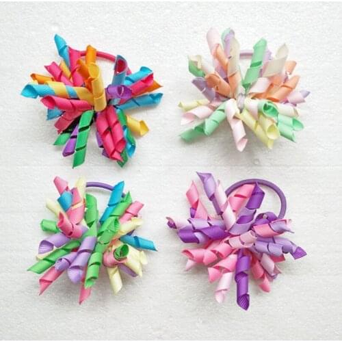 Korker Corker Bobble Elastic Hair bands Ties Kids Bows Curly Tassel Ribbons Hair Fowers Bows hairpins Clips Accessories 100pcs