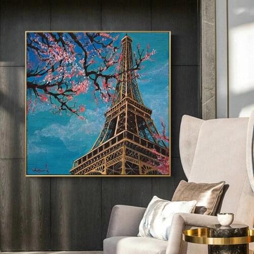 Romantic City Paris Eiffel Tower Watercolor Landscape Canvas Painting Poster Print Wall Art Modern Pictures Home Decor Cuadros