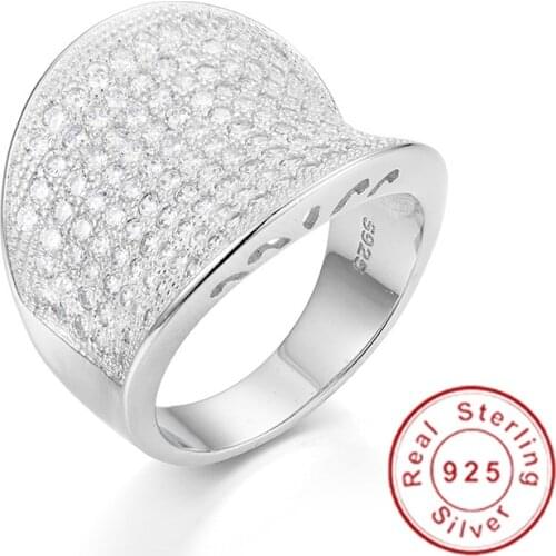 Luxurious 925 Sterling Silver Gemstone Ring Shining Pave 146pcs CZ Simulated Diamond Rings Finger for Woman jewelry gift Sz 5-10