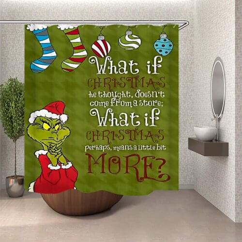 Christmas Quotes,Shower Curtain Polyester Fabric Waterproof Bathroom Curtains