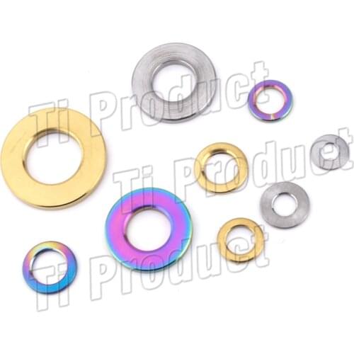 Gr5 Titanium Alloy Washers M3 M4 M5 M6 M8 M10 Gold Rainbow DIN912 Titanium Flat Spacer for Motorcycle Road Bike Accessories