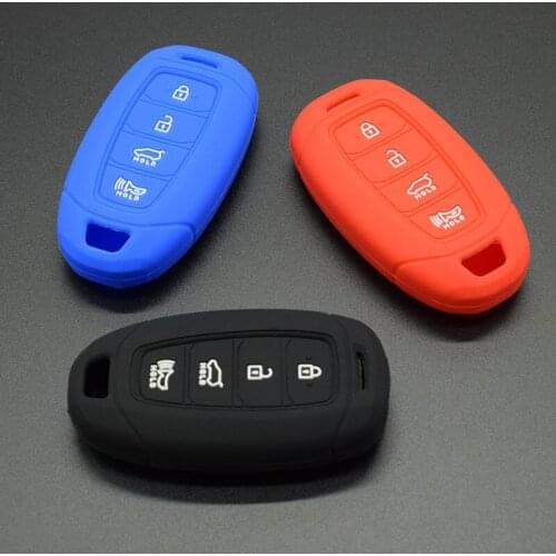 Silicone car key case cover for hyundai 2017 i30 ix35 solaris Azera ELANTRA GRANDEUR IG 4 button key Protect shell 10pcs/lot