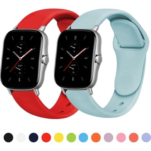 20mm/22mm Silicone band For Amazfit GTS/2/2e/GTS2 Mini/GTR 42mm/47mm/GTR2/2e/stratos 2/3 Sport Watch Bracelet Amazfit bip strap