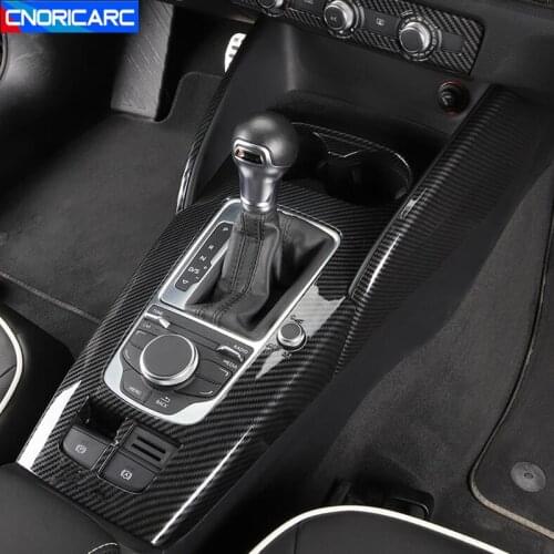 Carbon Fiber Style Center Console Gear Shift Panel Decoration Cover Trim For Audi A3 8V 2014-2018 LHD ABS Car Styling Modified