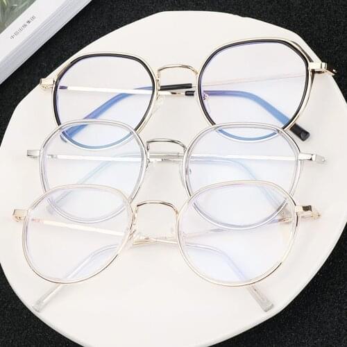 Students Fashion Round Myopia Glasses Women Men Oversized Metal Eyeglasses Frames Clear Short Sight Eyewear -1.0 to -4.0