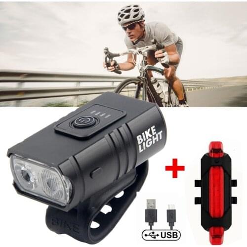 T6 LED Bicycle Light Mountain Bike Front Rear Tail Light USB Rechargeable Waterproof Bicycle Light Riding Safety Warning Light