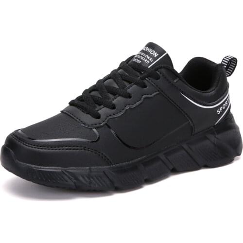 HUCDML Couple Shoes Casual Men Winter Shoes Leather Sneakers Black Lover Shoes Light Women Leisure Shoes Zapatillas Hombre