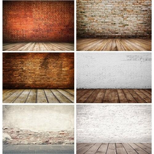 SHUOZHIKE Vinyl Custom Vintage Brick Wall Wooden Floor Photography Backdrops Photo Background Studio Prop 21712 YXZQ-601