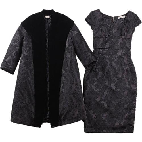 Le palais vintage 2018FW Classic 50s A Silhouette Jacquard Velvet Outwear Ninth Sleeve/Hepburn Dress Matte Quilting Embroidery