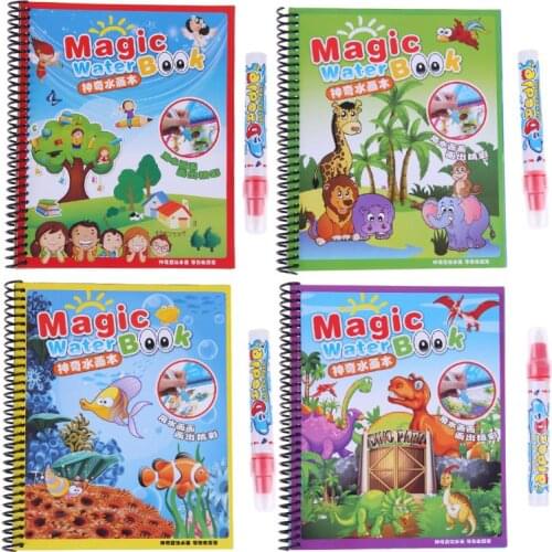 Magic Water Drawing Coloring Book with Pen for Baby Educational Toys Cartoon Drawing Painting Writing Doodle Cloth Drawing Board