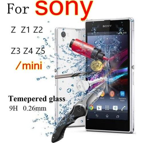 Premium Tempered Glass For Sony xperia Z Z1 Z3 Z3 Z4 Z5 Compact mini Screen Protector Film case For Sony xperia Z 1 3 4 5