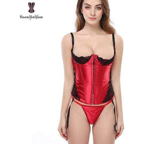 High quality adjustable straps women bustier waist trainer body shaper front 3 hooks half-cup corset with suspended belt 893