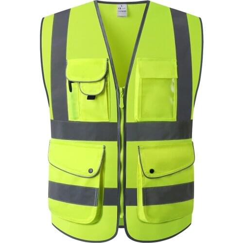 9 Pockets Safety High Visibility Zipper Front Safety Vest With Reflective Strips Meets ANSI/ISEA Standards(S/M/L) Pink