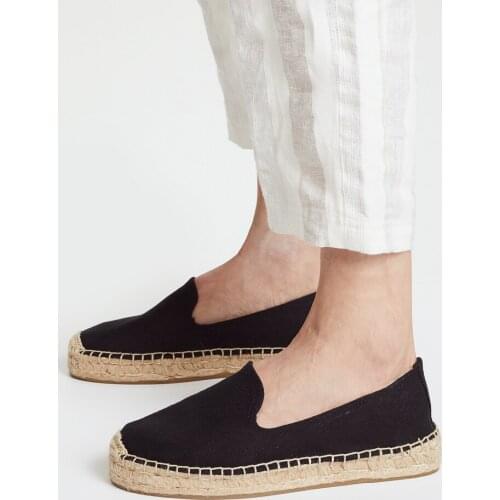 2020 Spring Summer Canvas Flat Espadrilles Women Flats Slip on Casual Beach Shoes Hand-made Hemp Sole Flat Platform Shoes