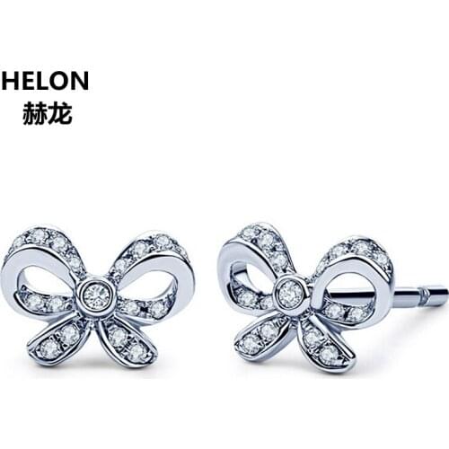 Solid 10k White Gold Engagement Wedding Anniversary Women Earrings 0.12ct SI/H Natural Diamonds Stud Earrings Trendy