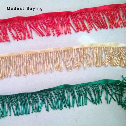 5 Yards 4cm Beaded Fringe Trim Ribbon Sewing Tassel Fringe Trimming Latin Dresses Evening Party Prom Gowns Garment Accessories