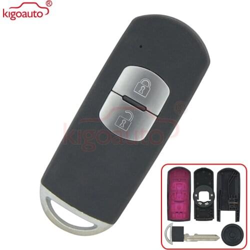 Kigoauto for Mazda 3 6 CX-3 CX-5 Replacement 2 Button Smart Remote Car Key Shell Case Fob with Uncut Blade