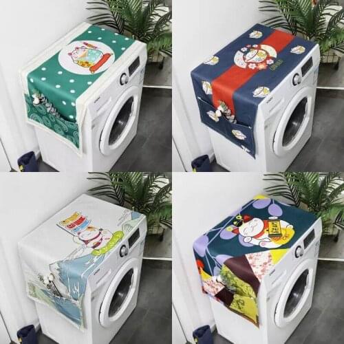 Japanese Simple Drum Washing Machine Cover Waterproof Single Open Double Door Refrigerator Cover Cloth Microwave Dust Cloth