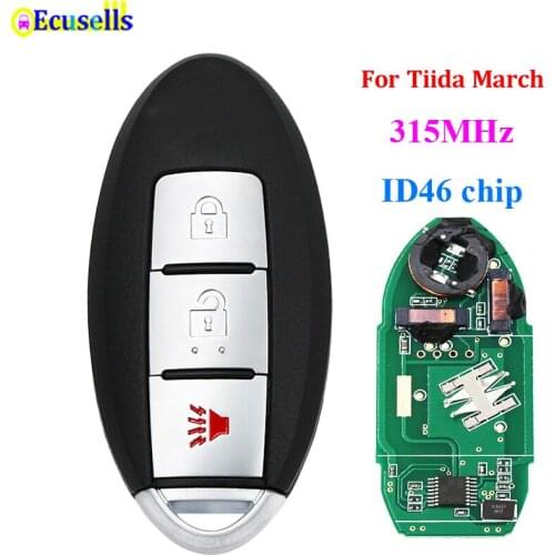 3 Button Keyless Entry Smart Remote Key Fob 315MHz with ID46 PCF7952 chip for Nissan March Tiida Versa Micra after 2010