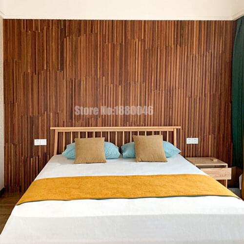 American style Art Wall Decor Groove Sandalwood Mosaic tile High-end wall panel Wall sticker for TV background Factory Wholesale