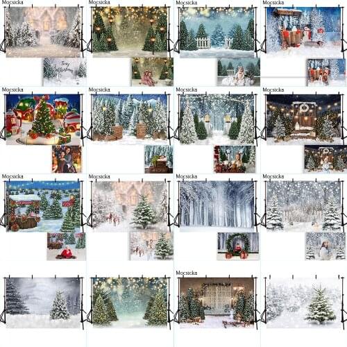 Winter Snoe Scenery Backdrop for Newborn Kids Portrait Photography Prop Christmas Tree Pine Forest Photo Background Photocall