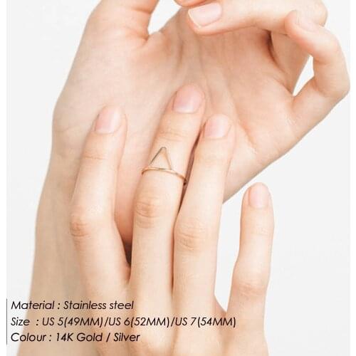Stainless Steel V Letter Rings Minimalist Geometric Round Triangle Finger Ring For Women Fashion Fine Jewelry Accessories Gifts