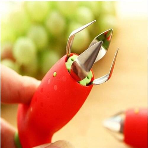 1Pcs Strawberry Huller Metal Tomato Stalks Plastic Fruit Leaf Knife Stem Remover Gadget Strawberry Hullers Kitchen Tool