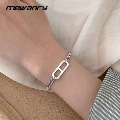 Mewanry 925 Sterling Silver Bracelet for Women New Trend Elegant Vintage Geometric Hollow Party Jewelry Birthday Gifts Wholesale