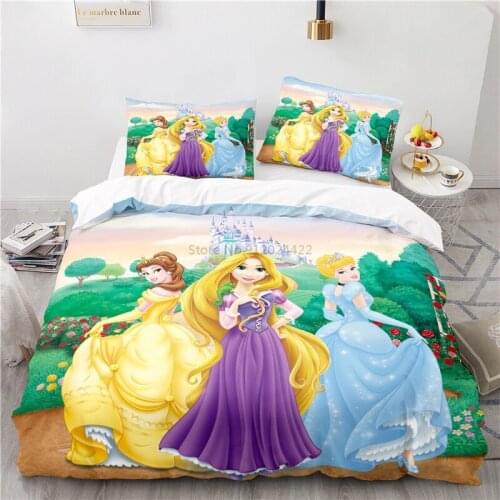2021 New Disney Princess Bedding Set Children Boy Girls Snow White Cinderella Aurora Duvet Cover Set Bedroom Decor Birthday Gift