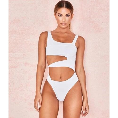 Sexy Solid Swimwear 2021 One Piece Suit Women Swimsuit White Cut Out Swimwear Push Up Sling Bodysuit New Beach Wear Bathing Suit