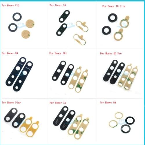 20pcs Back Rear Camera Lens Glass Cover Replacement For Huawei honor Play 10 V10 10 lite 20 20i 20 pro 7A 8A 9A With Adhesive