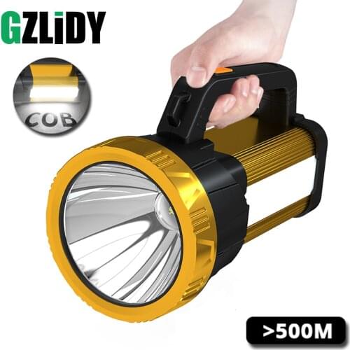 Super Bright LED Flashlight Portable Waterproof Spotlight 6 Mode Powerful Searchlight USB Rechargeable Camping Torch Lantern