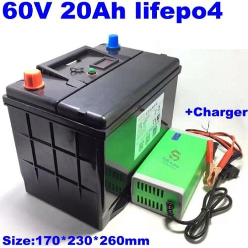 Waterproof 60v 20ah lifepo4 battery with BMS no li ion for 3000w electric bicycle bike scooter Tricycle +5A charger