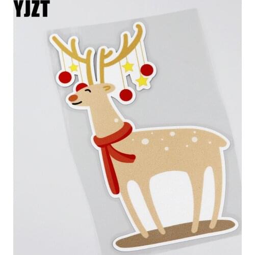 YJZT 10.9CMX16.1CM Interesting Cartoon Christmas Sika Deer Car Sticker Decal 13B-0052