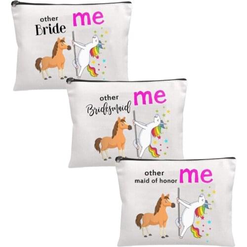 Funny unicorn Bride bridesmaid maid of honor bag Wedding engagement Bachelorette hen Party Bridal Shower Proposal gift present