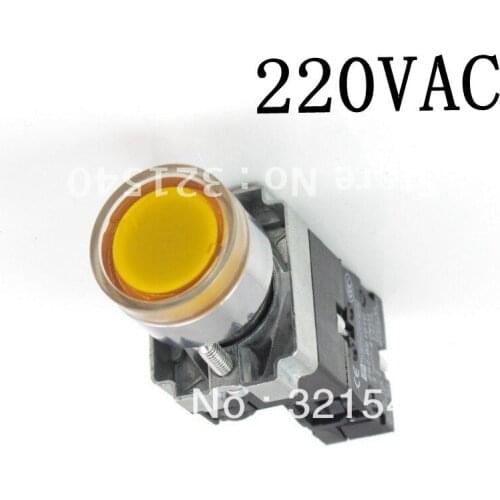 1 N/O XB2BW35M1C Momentary Yellow Flush Pushbutton With 220VAC Pilot Light Lamp