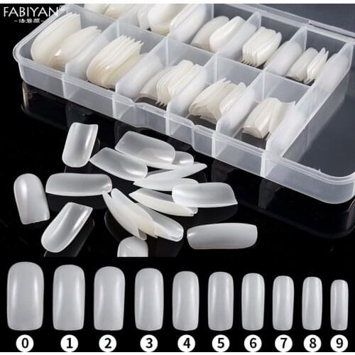100pcs Nail Art Natural Full Cover False French Fake Tips Finger Acrylic Gel UV Box Package Salon Manicure Design Tools