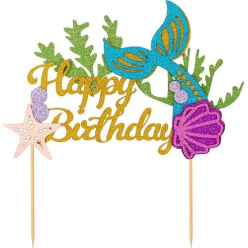 1Pc DIY Mermaid Shell Tail Cake Topper Cake Decoration Dessert Decoration For Birthday Party Lovely Gifts Baby Shower Supplies