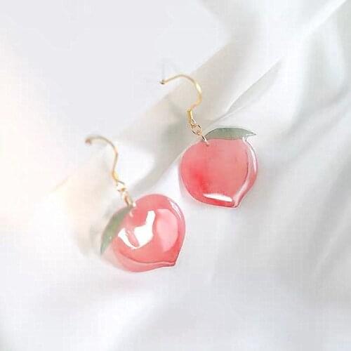 2021 New Arrival Korean Acrylic Trendy Pink Peach Drop Earrings For Women Cute Sweet Jewelry Fashion Oorbellen Gifts