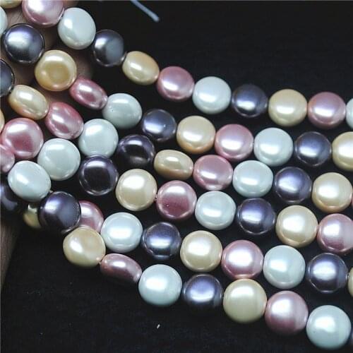 37PCS New Hot Shell Beads Mother Of PEARL Strings Coin Shape For Womens Bracelets Making Findings Size 10mm Free SHIPPING
