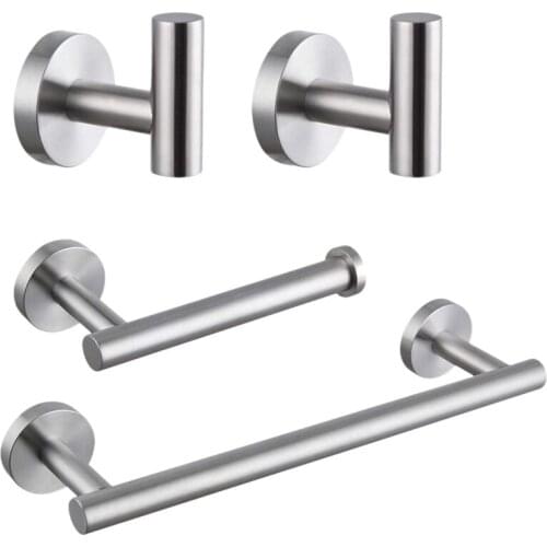 4 Pcs Bathroom Accessory Kit Bathroom Hardware Kit Brushed Wall Hanging-Including 12-Inch Towel Bar Toilet Paper Holder