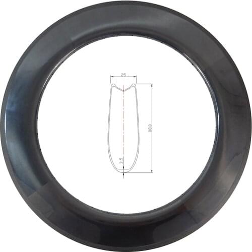 700c 88mm tubular road bike carbon rim 25mm wide U shape UD 3K 12K matte glossy 16H 18H 20H 21H 22H 24H 28H 32H 36H basalt track