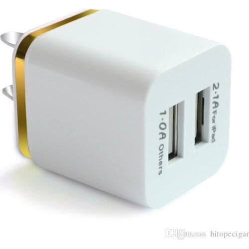 500pcs Colorful 2A+1A US Plug AC Power Adapter Home Travel Wall 2 port dual USB Charger For iPhone 5 6 plus 7 for Samsung HTC
