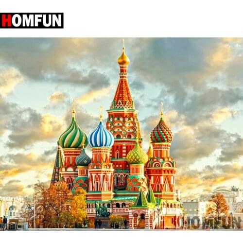 HOMFUN Full Diamond Embroidery Diy 5D Diamond Painting Cross Stitch "Architectural landscape" Full Drill Home Room Decor A27249