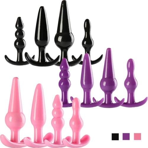 Anal Sex beginer 4pcs Anal Trainer Kit Crystal Butt Plugs Anal toys for Men Women Prostata Massage Anus Dilator