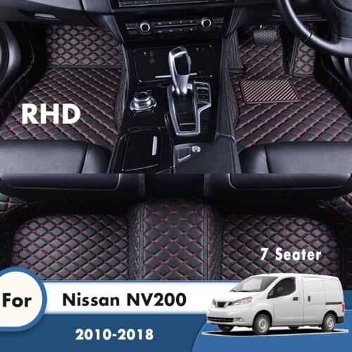 RHD Custom Car Floor Mats For Nissan NV200 2018 2017 2016 2015 2014 2013 2012 2011 2010 7 Seater Leather Carpets Car Accessories