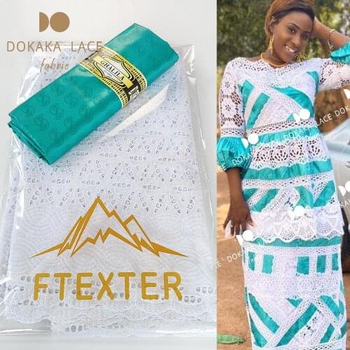 White Dry Laces 2.5+2.5 Yards With Bazin Riceh Fabrics 2020 Heavy Swiss Voile In Switzerland Senegal African Wedding Dry Laces